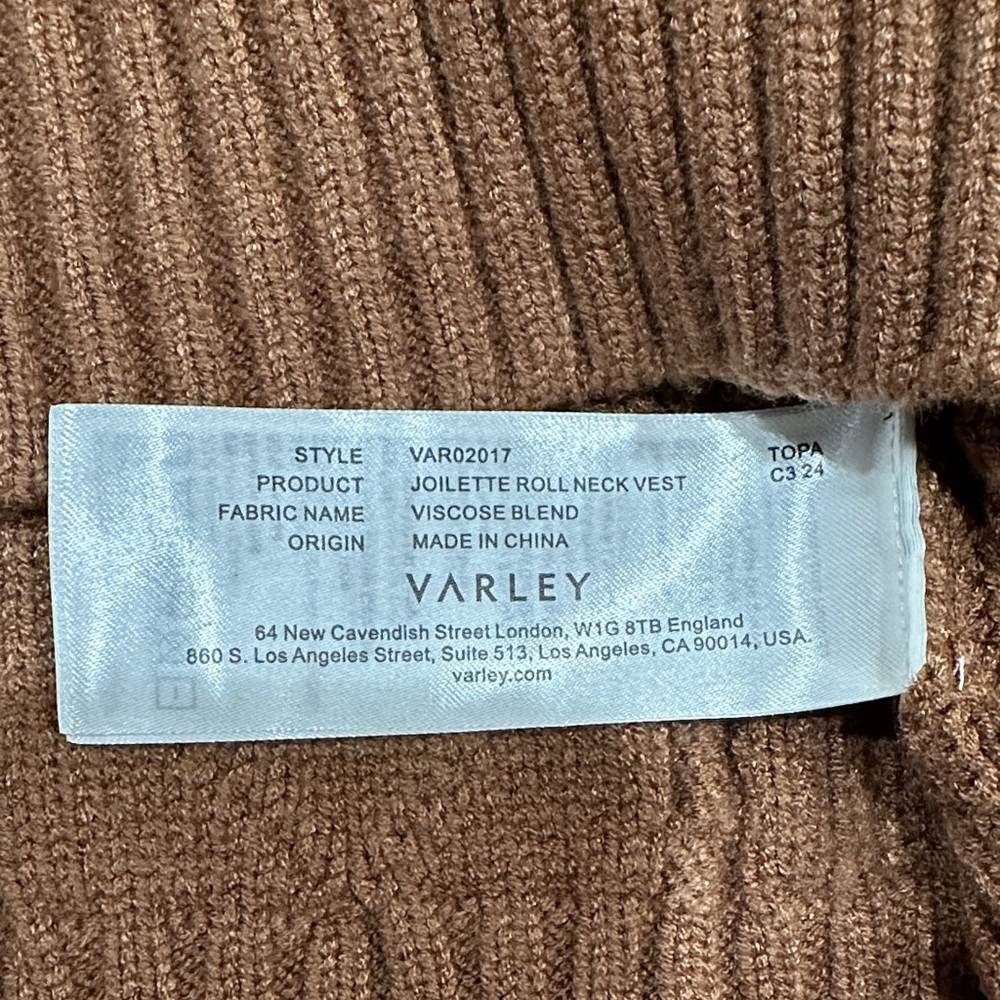 Varley Joilette Roll Neck Sweater Vest in Chestnut - Picture 4 of 5